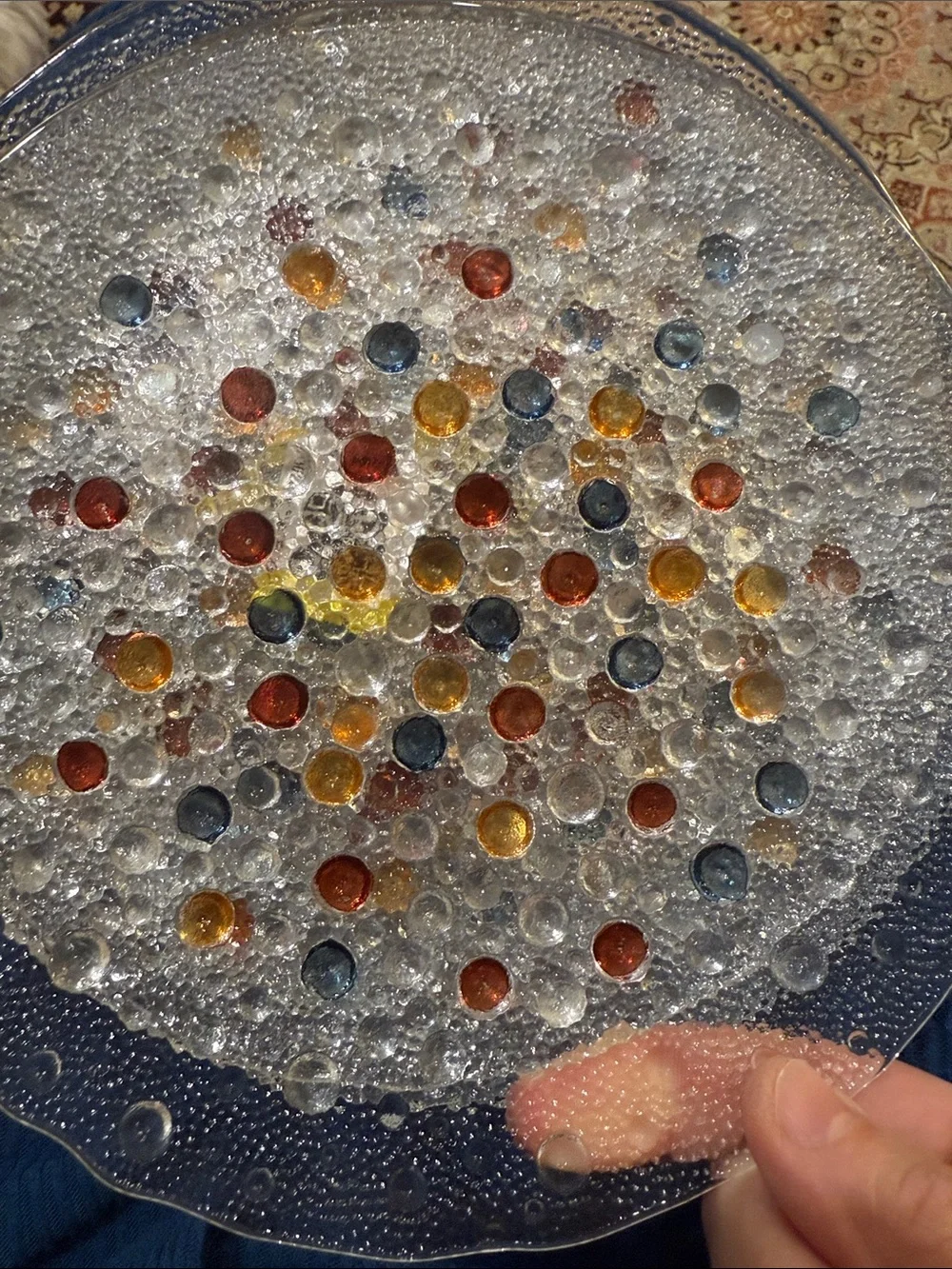 4 Dansk Poland Confetti Bubble Glass plates, textured surface, multicolored. 8”